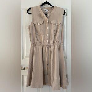 Nine West Beige Button-Front A-line Skirt Dress Large